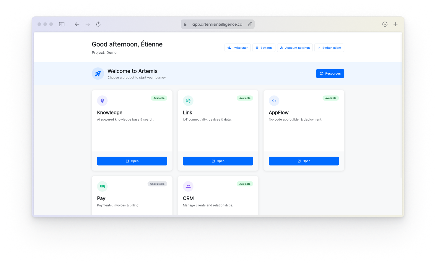 Artemis Link Platform Overview