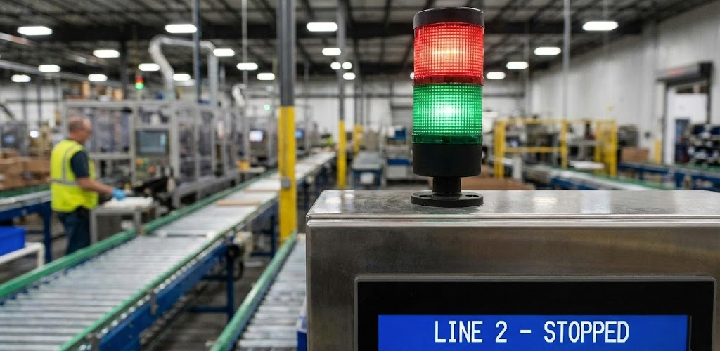 Système Andon moderne dans une usine de production